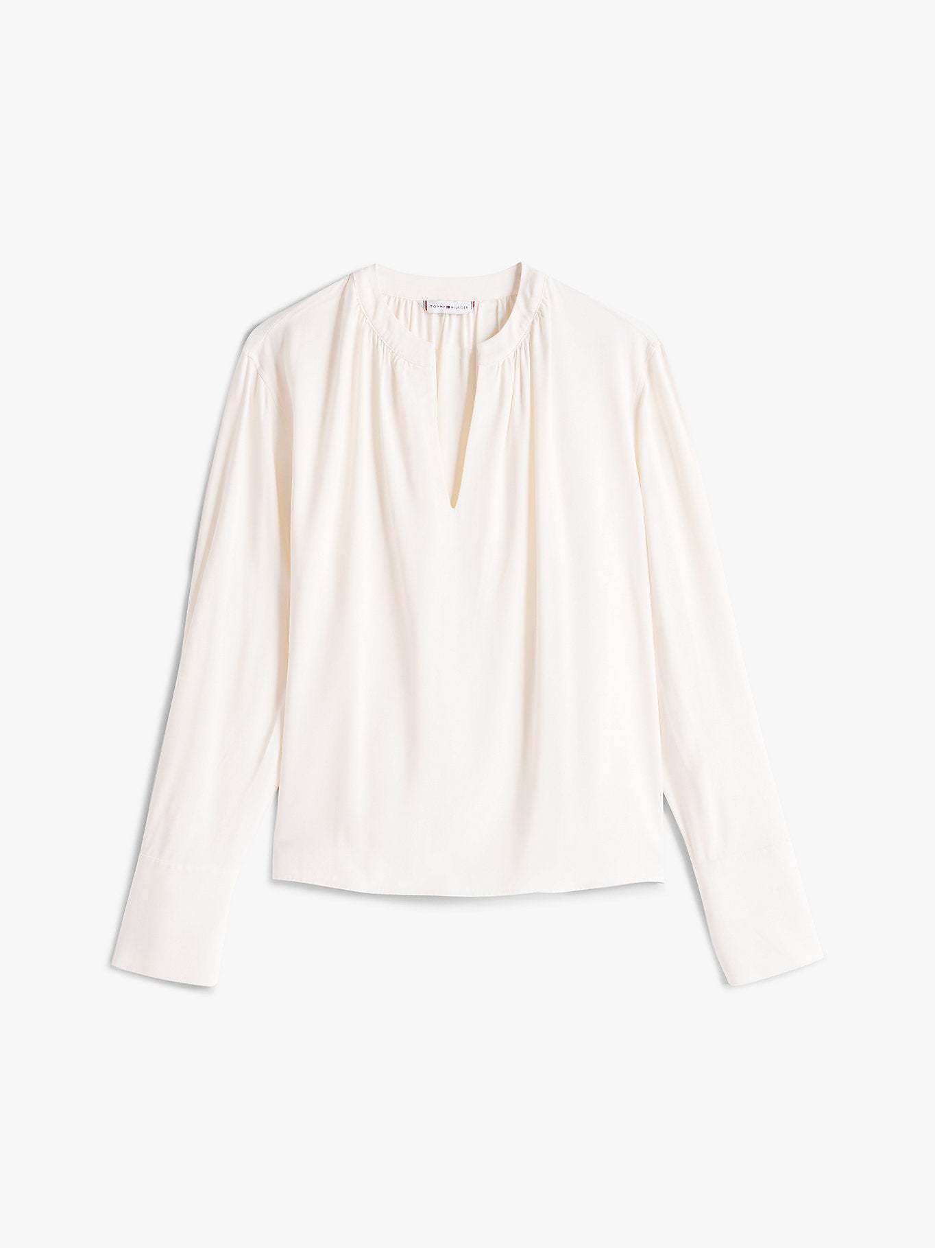 Soft Viscose V-neck LS Blouse, Ivory Petal