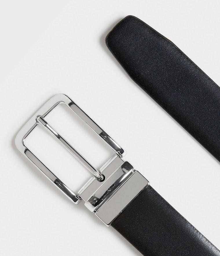 AVELLINO REVERSIBLE BELT, BLACK/BROWN
