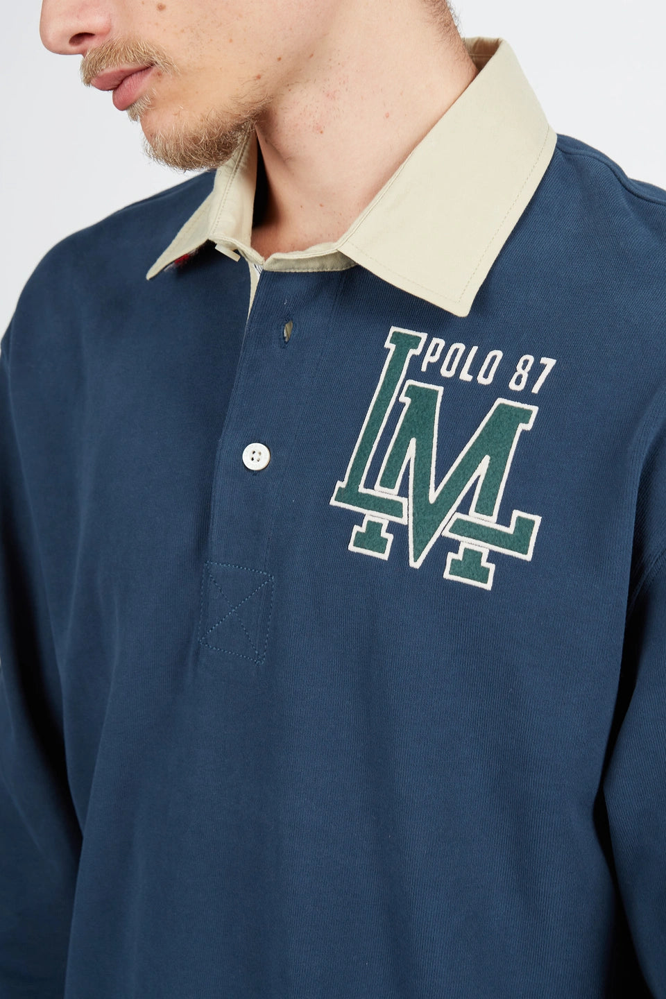 Man polo L/S jersey rugby peac, navy