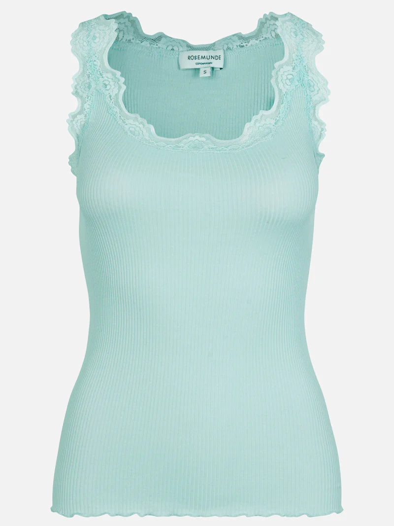 Silk top w/ Lace, Caribbean Sea