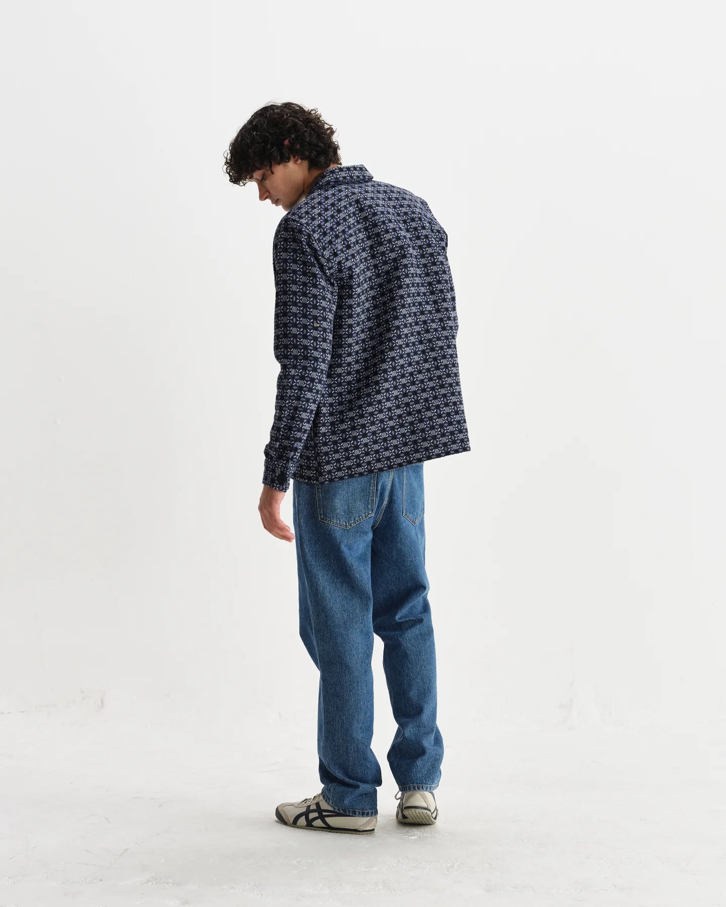 ROCKLEY GEOMETRIC JACQUARD OVERSHIRT, NAVY