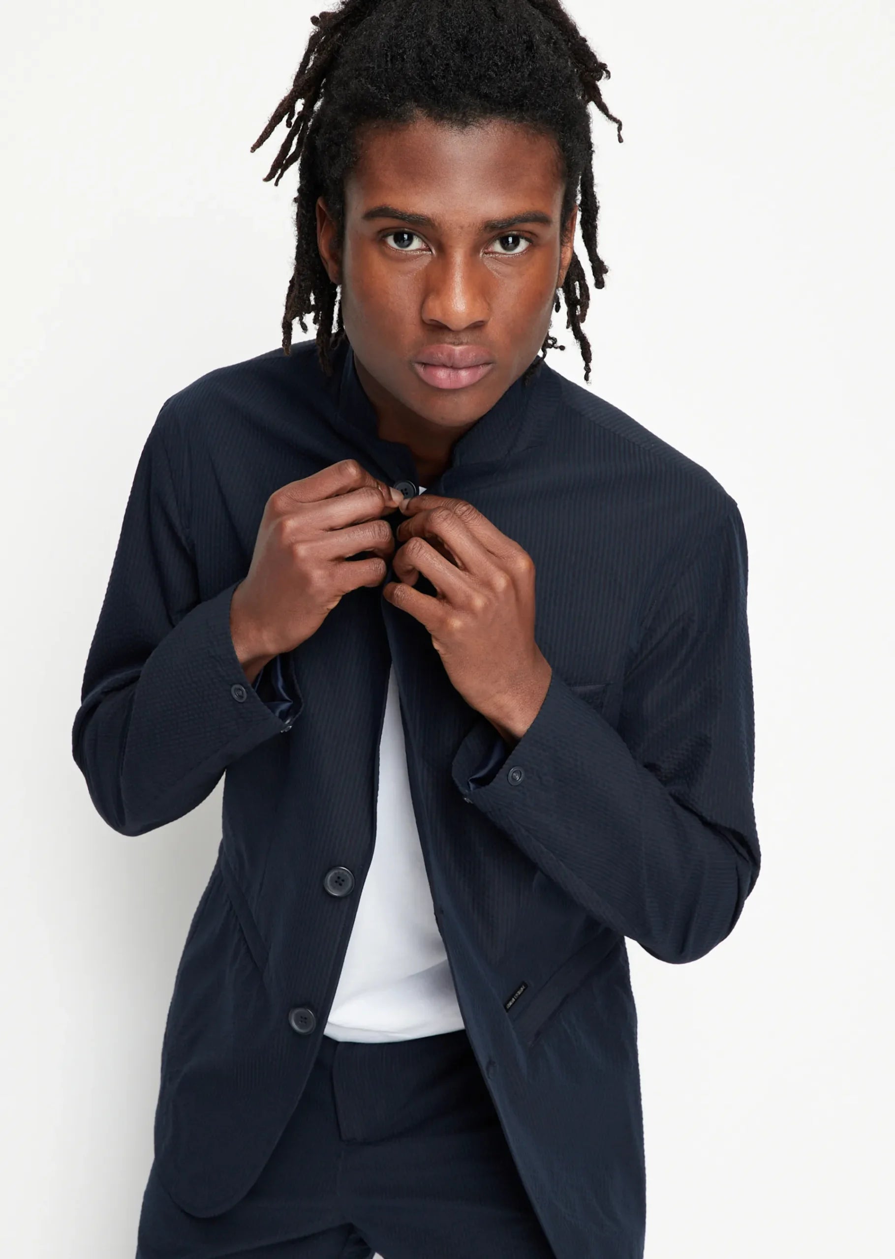 Man woven blazer, navy