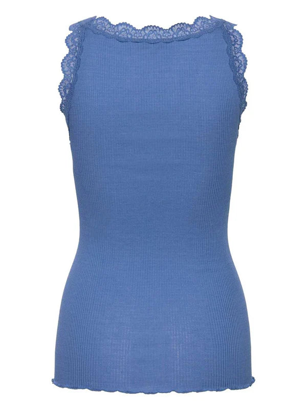 RWBALTA MODAL SL LACE U NECK TOP, SAPHIRE BLUE