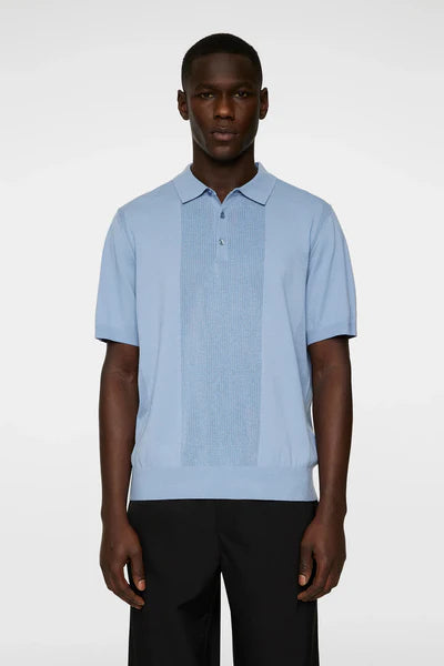 REYMOND SOLID STRIPE POLO, RAIN WASHED
