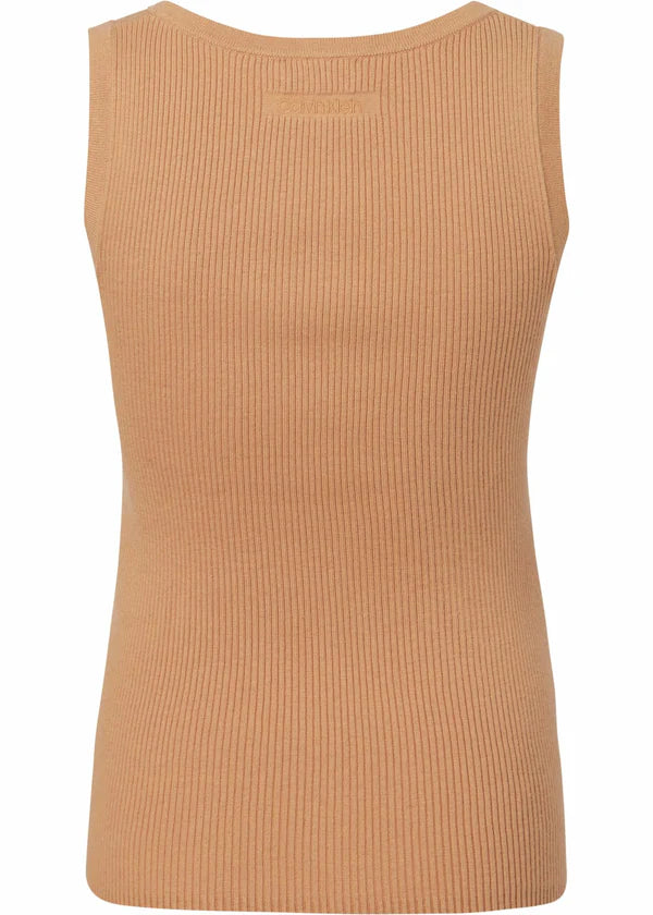 RIB SQUARE-NK TANKTOP, PALE TERRACOTTA