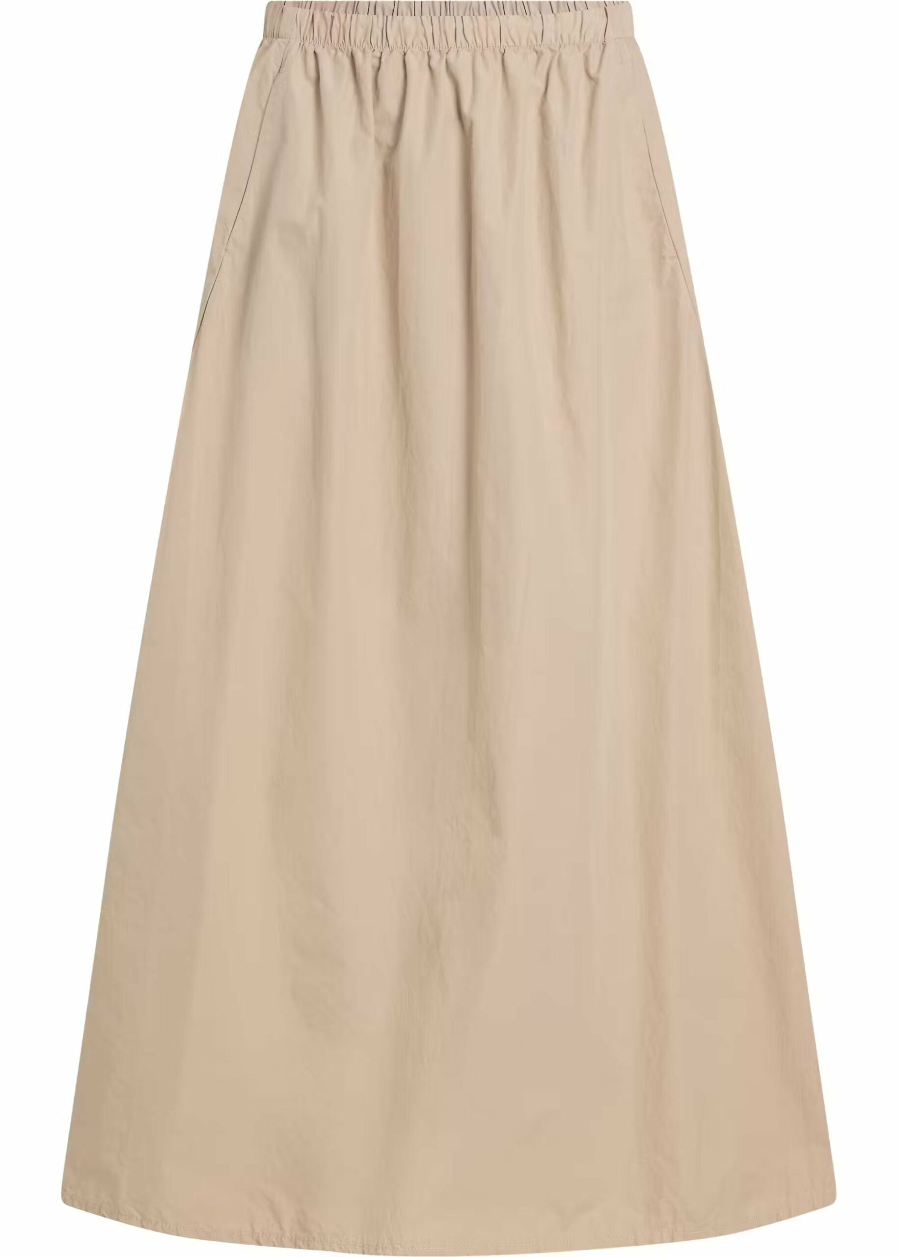 Poplin Pull on Midi Skirt, White Pepper