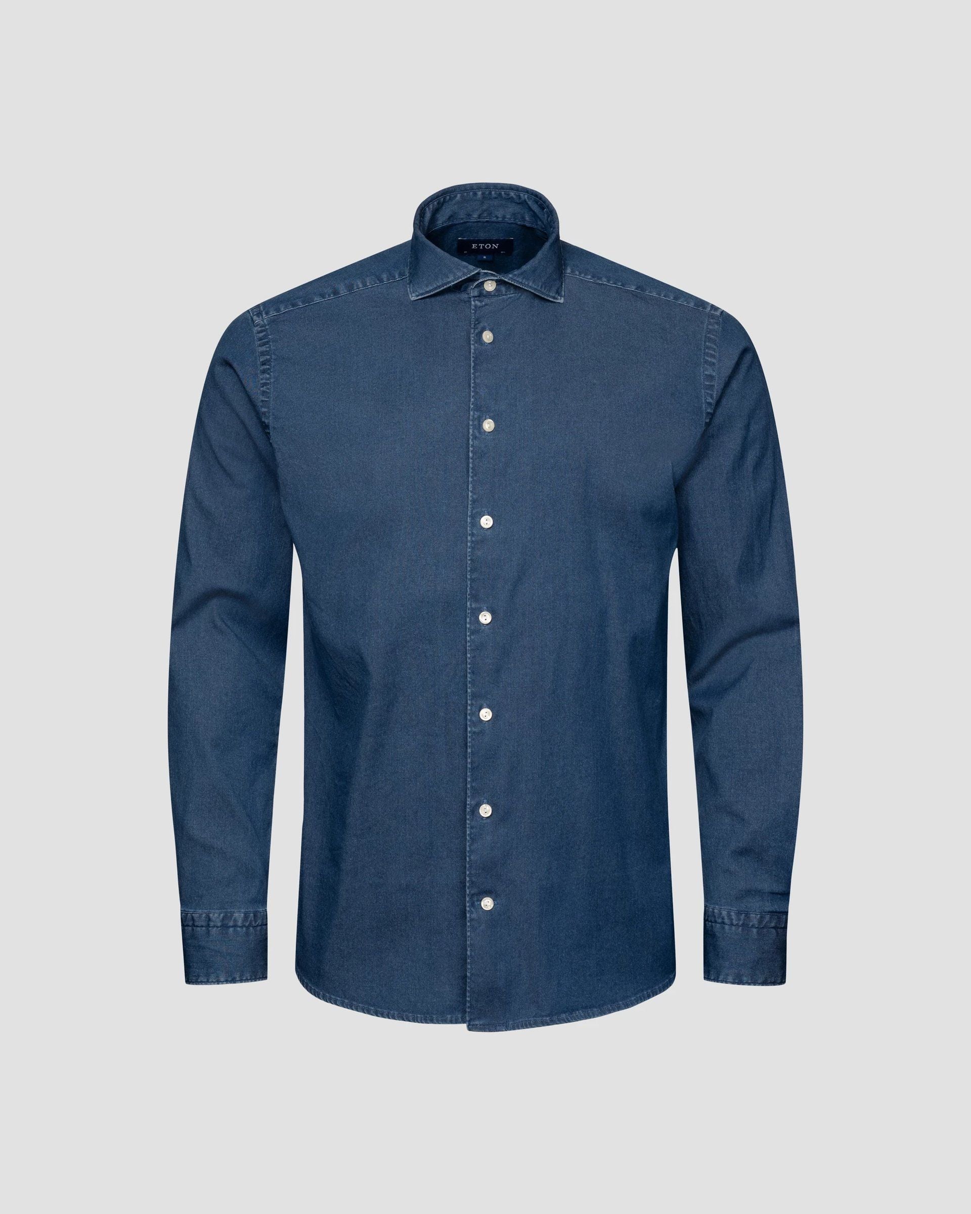 Denim Stretch Shirt, Slim, Navy Blue