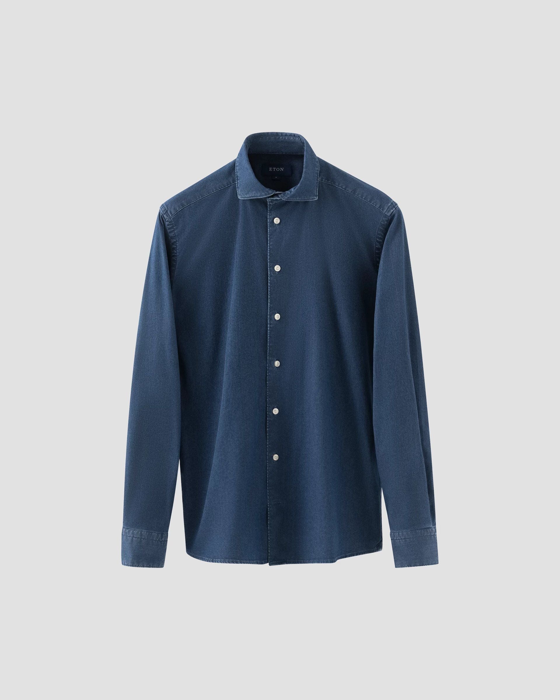 Denim Stretch Shirt, Slim, Navy Blue