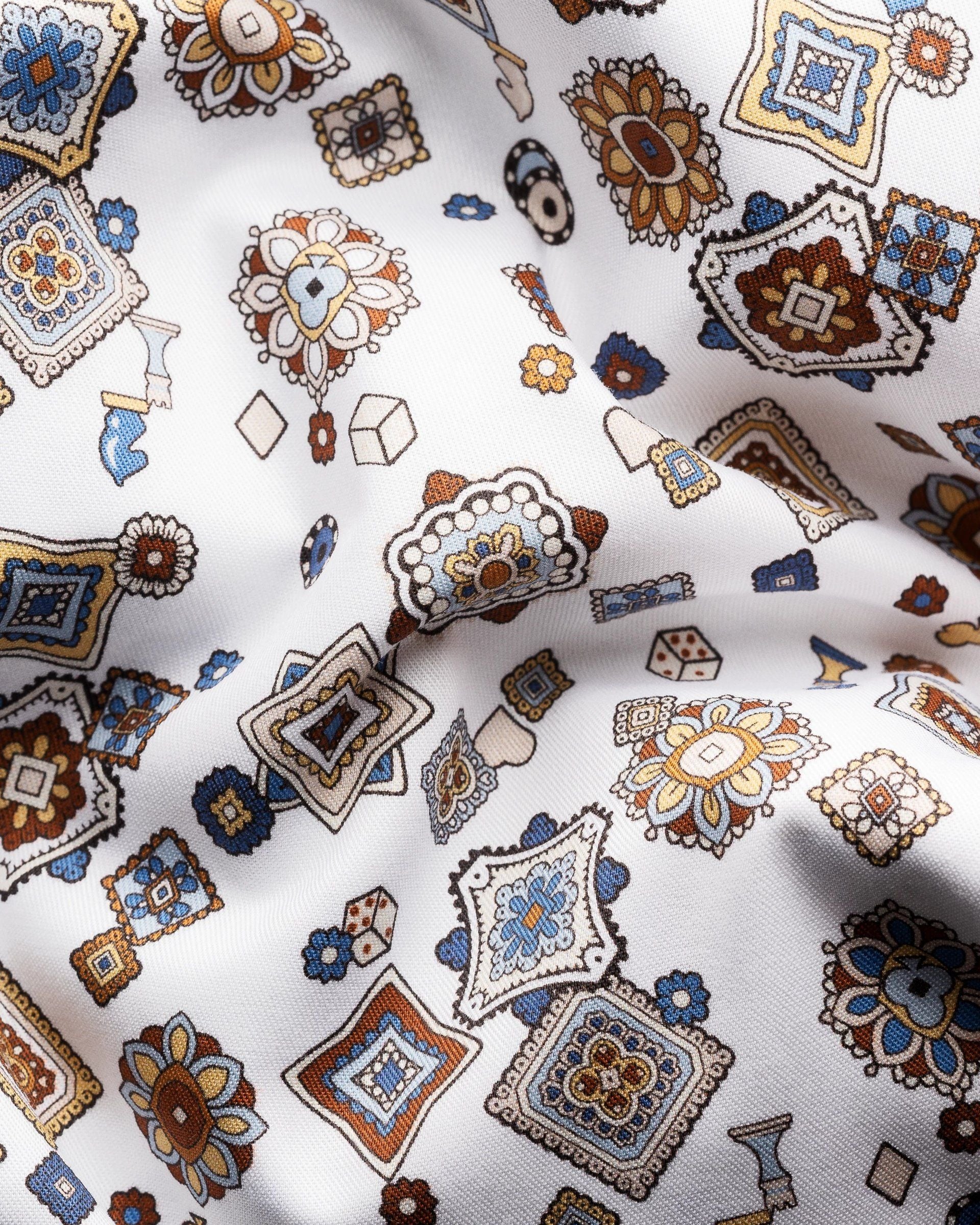 Geometric Signature Twill, Slim, White