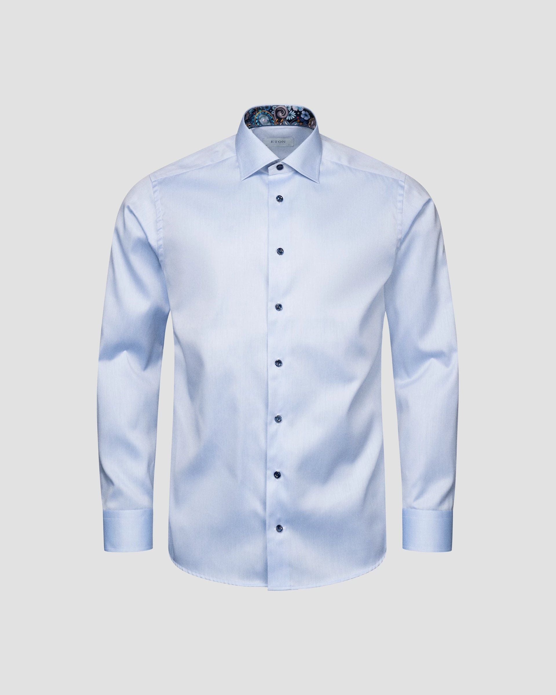 Floral Effect Signature Twill, Slim, Light Blue