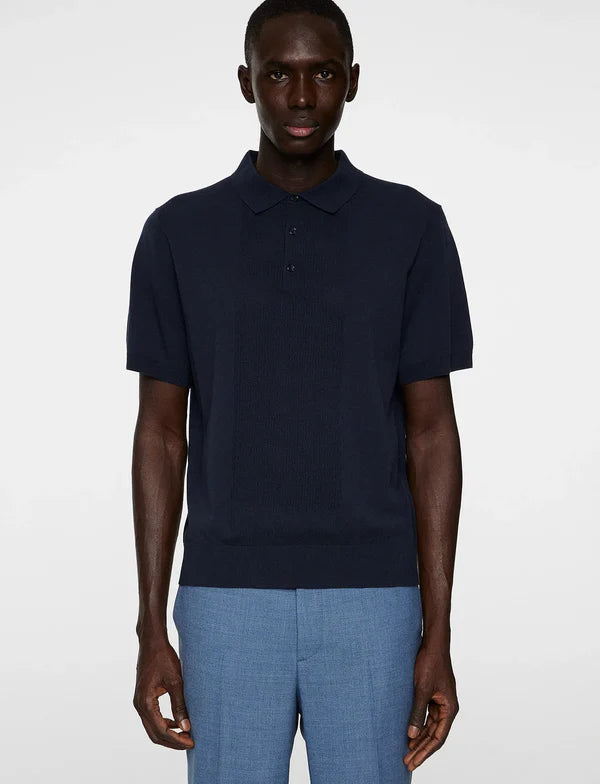 REYMOND SOLID STRIPE POLO, NAVY