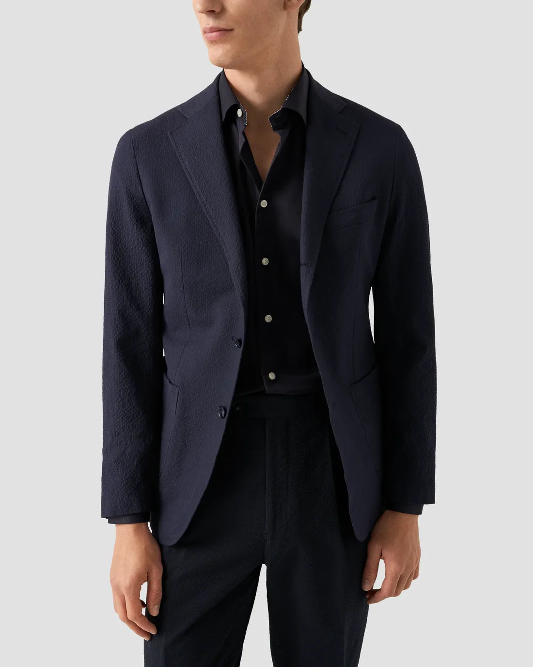 SIGNATURE TWILL PAISLEY EFFECT SHIRT, SLIM, NAVY BLUE