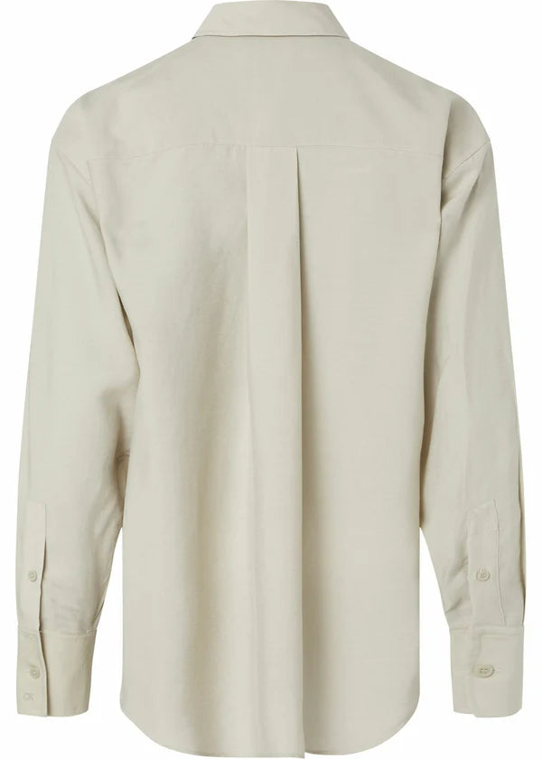 RELAXED SHEER TENCEL SHIRT, MOSS GRAY