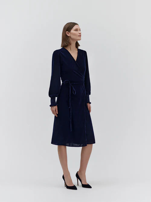 Aomi Wrap Dress, Navy