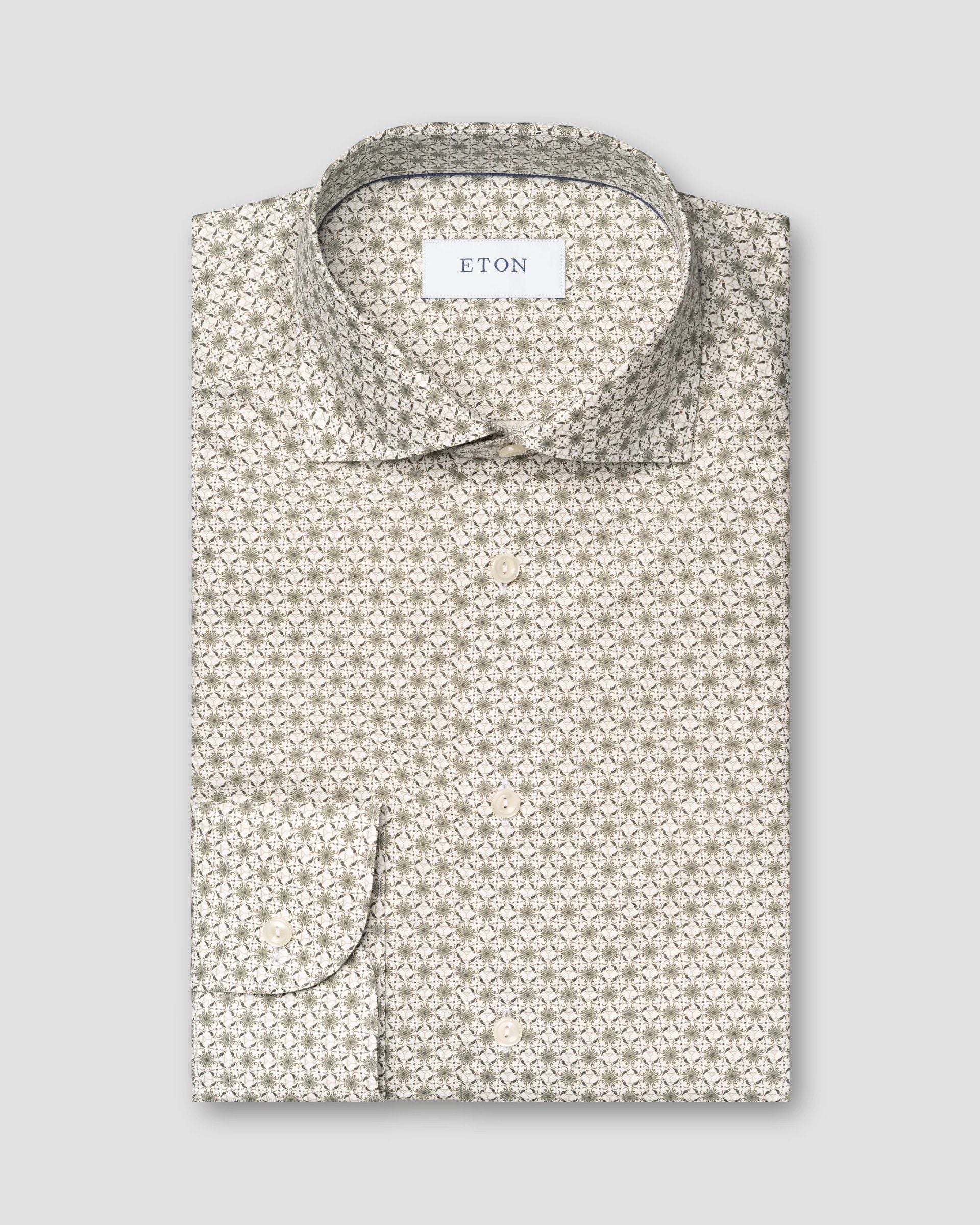 Geometric Signature Twill Shirt, Contemp, Beige
