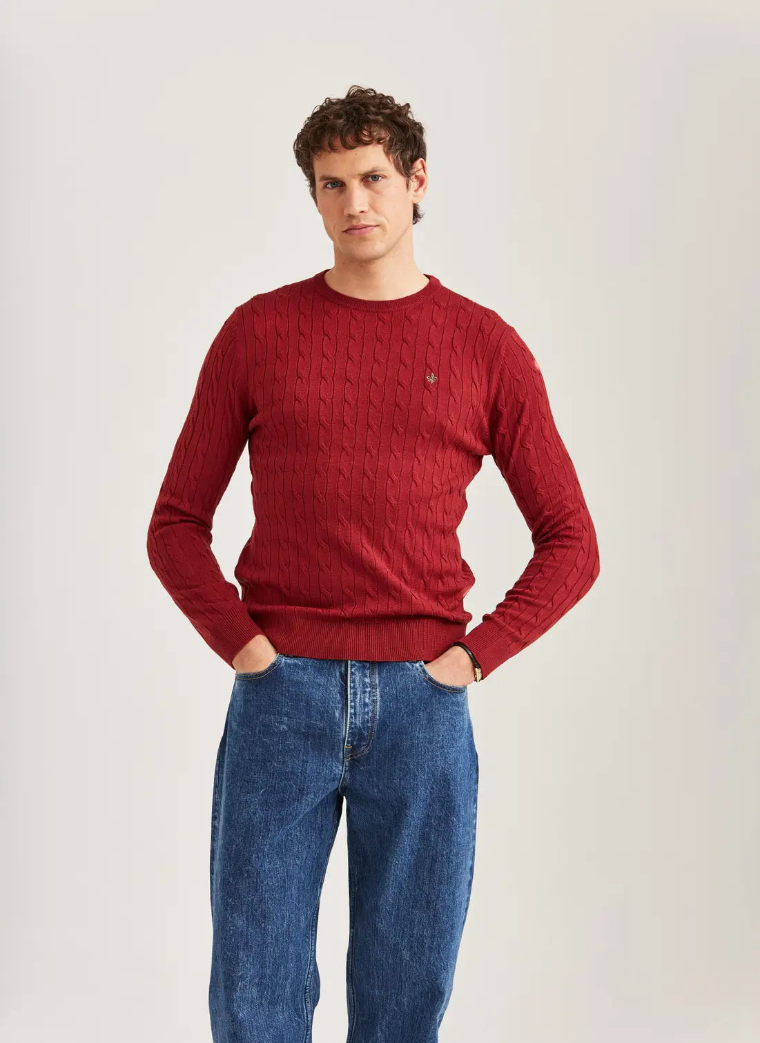 MERINO CABLE KNIT, RED