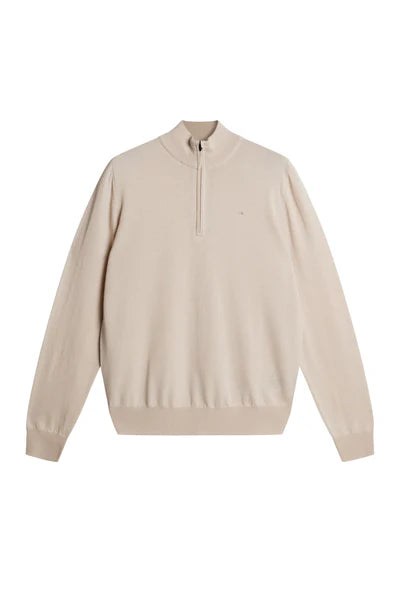 KIYAN LIGHT MERINO QUARTER ZIP SWEATER, MOONBEAM