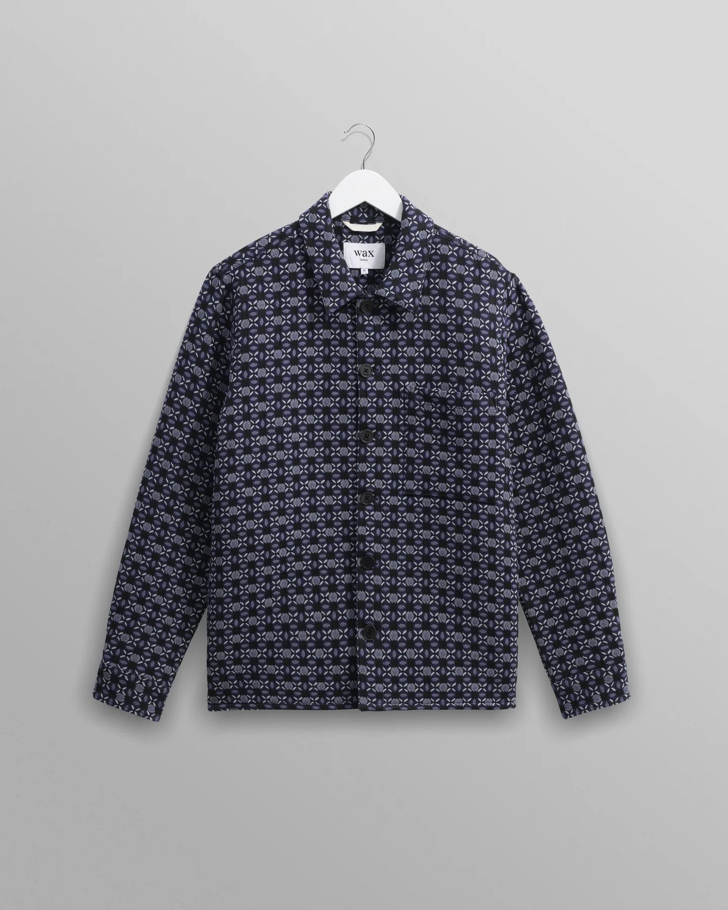 ROCKLEY GEOMETRIC JACQUARD OVERSHIRT, NAVY