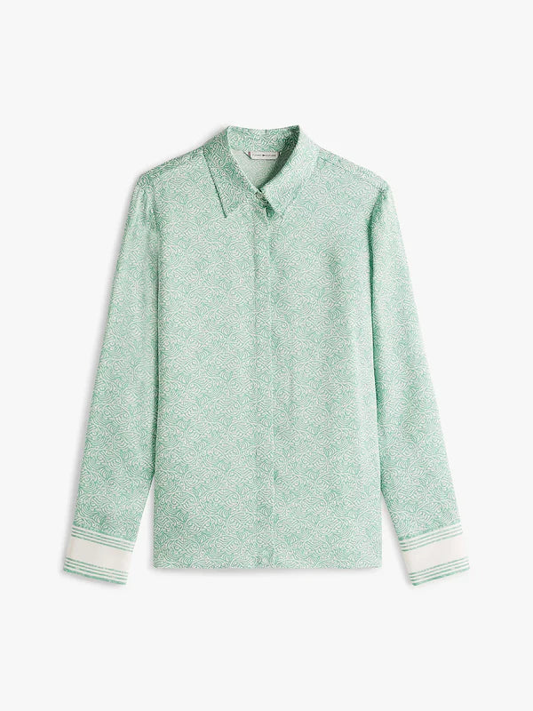 SATEEN REGULAR LS SHIRT, ILLUSTRATED WAVE/FORT GREEN