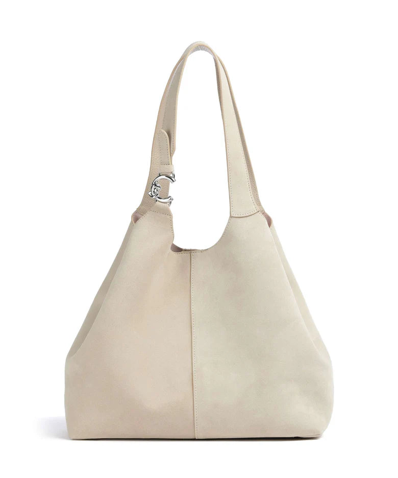 C-EASY LARGE SUEDE HOBO BAG, SANDSHELL