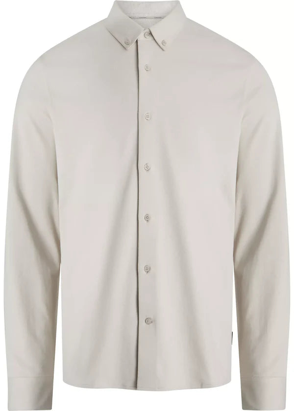 PIQUE JERSEY SLIM SHIRT, STONEY BEIGE