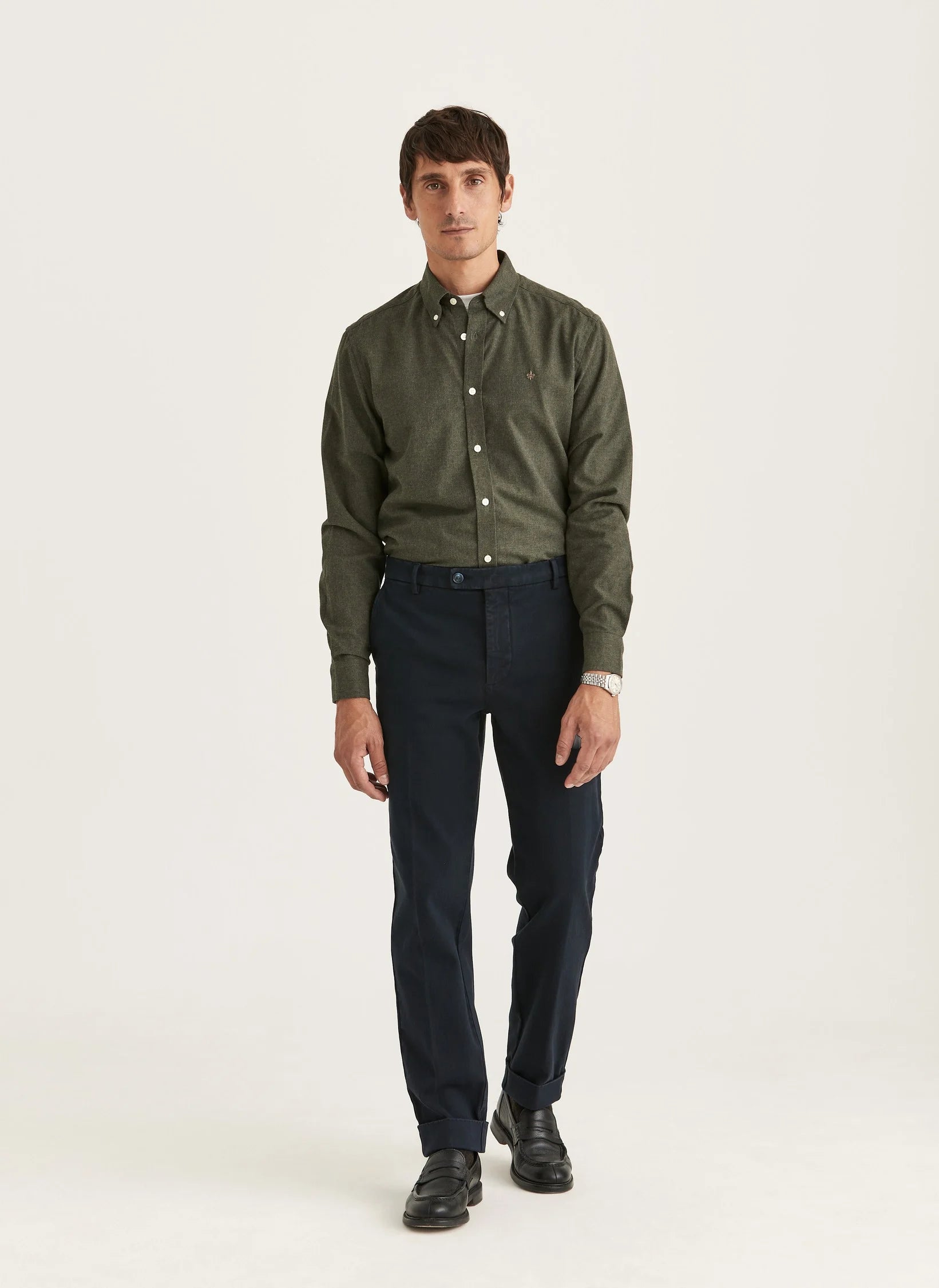 Watts Flannel Shirt, Slim fit, Olive