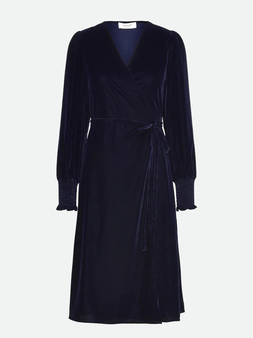 Aomi Wrap Dress, Navy