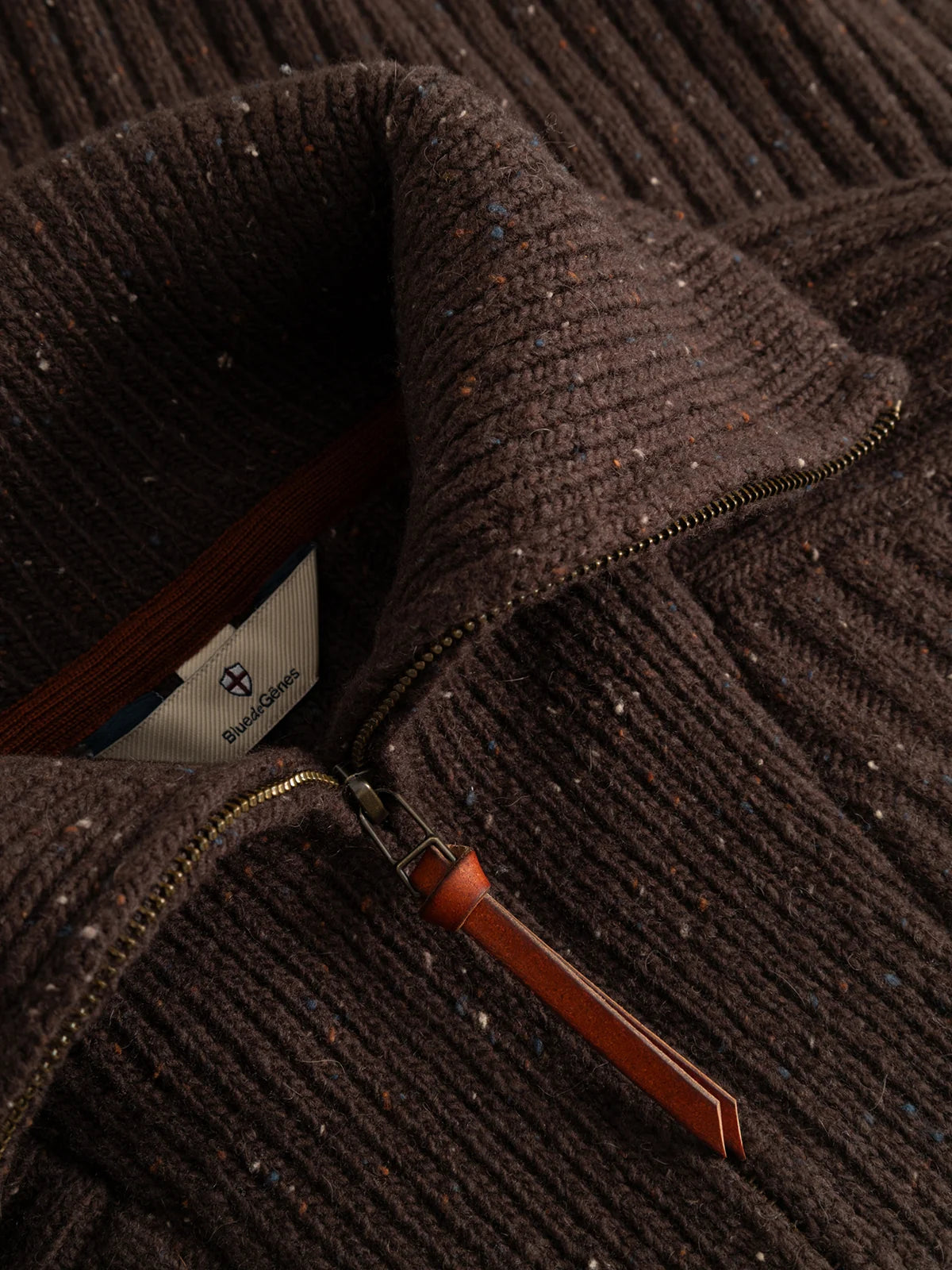 CALLUM ZIP KNIT CARDIGAN, HOT FUDGE BROWN