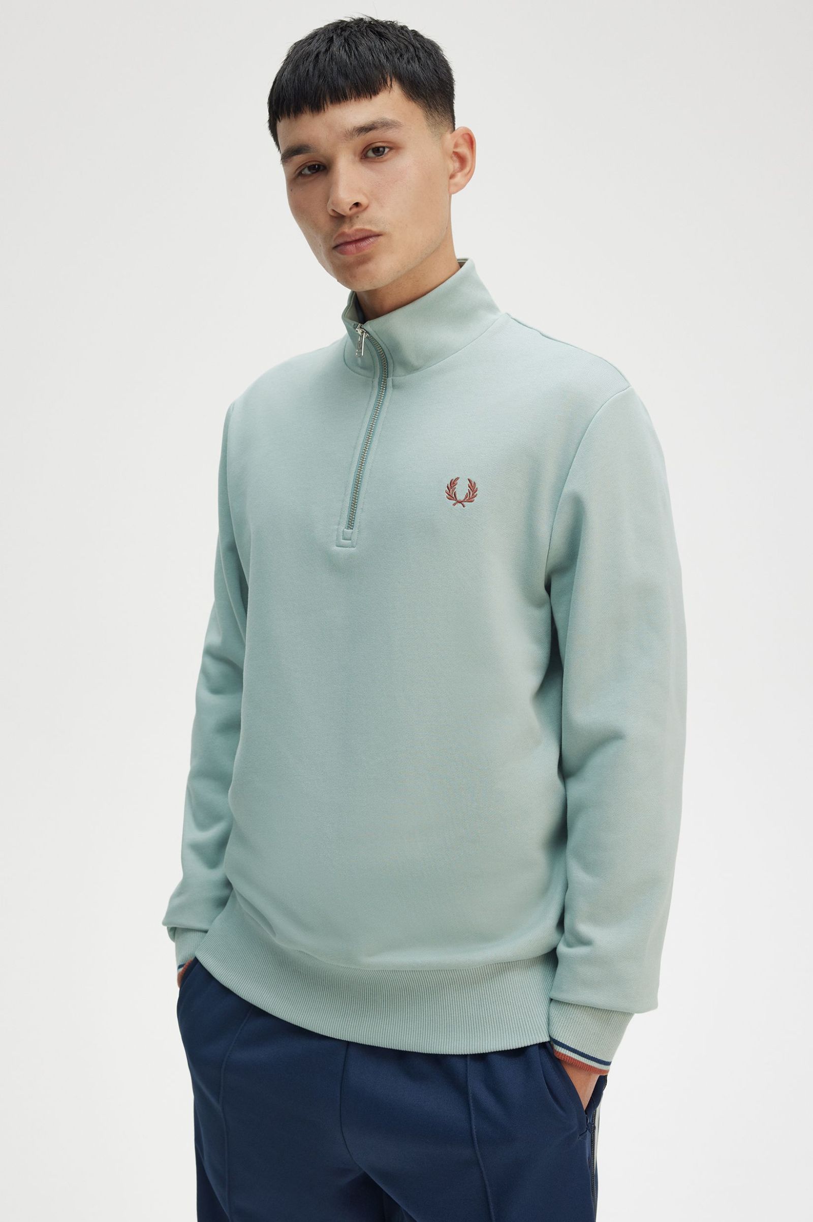 Half Zip Sweatshirt, Silver Blue