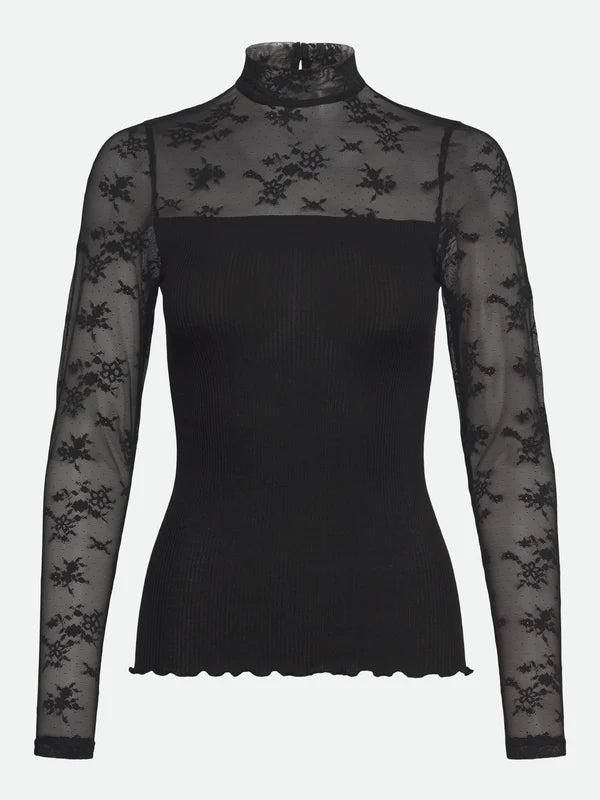 BALTA MODAL LS T-NECK FULL LACE, BLACK