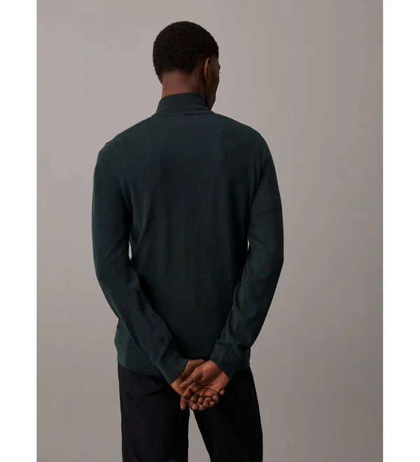 MERINO RW QUARTER ZIP SWEATER, MIDNIGHT FOREST HEATHER