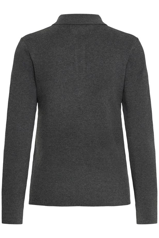 Bamarietta Knit Polo, Dark Grey Melange