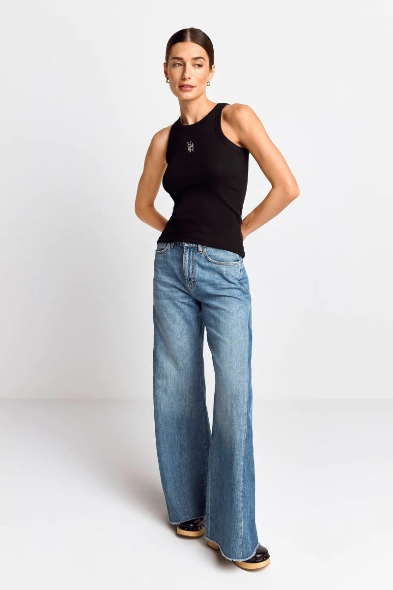 Organic Rib Top Branded, Black