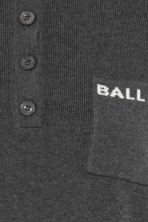 Bamarietta Knit Polo, Dark Grey Melange