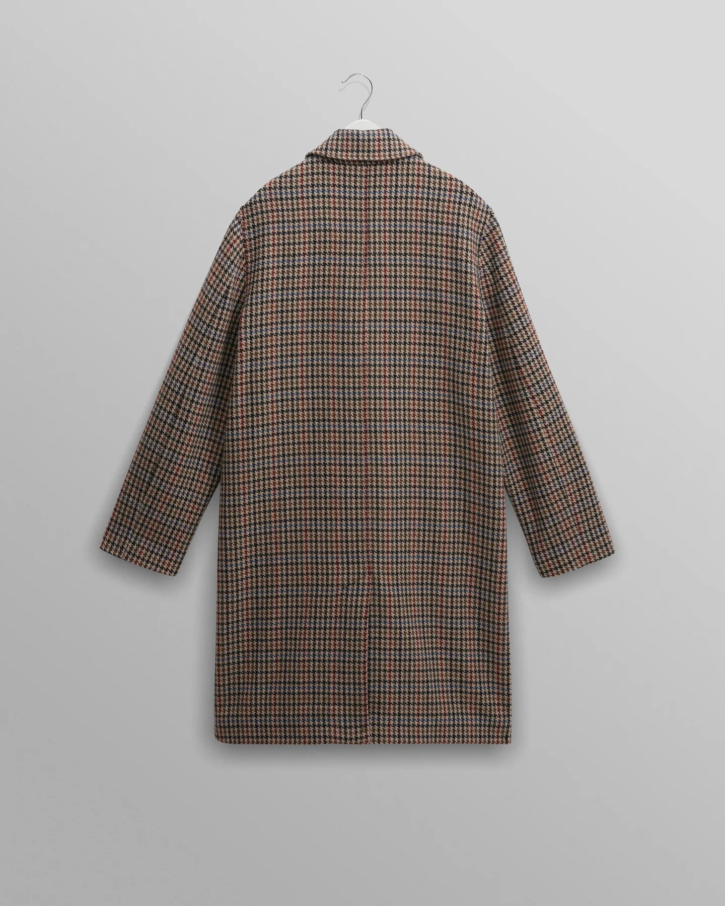 STAN HOUNDSTOOTH CHECK WOOL CAR COAT, NATURAL/MULTI