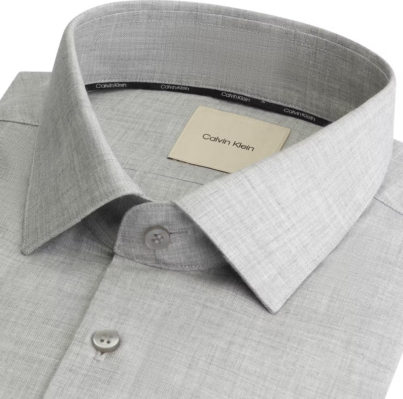 FLANNEL SOLID SLIM SHIRT, MOON MIST