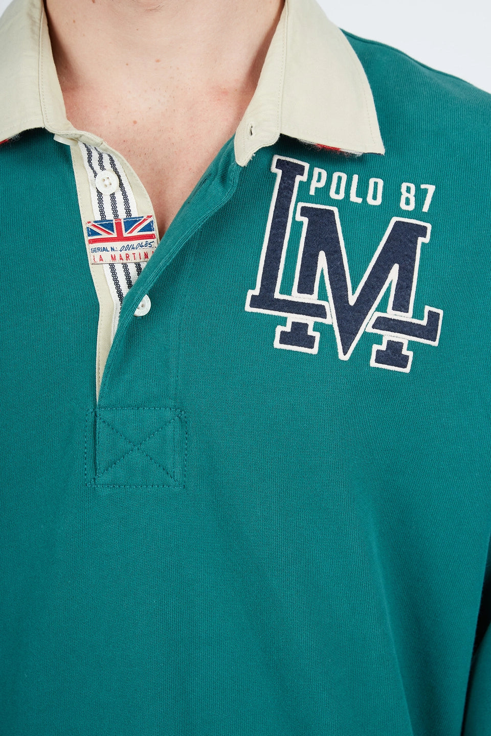 Man polo L/S jersey rugby peac, posey green