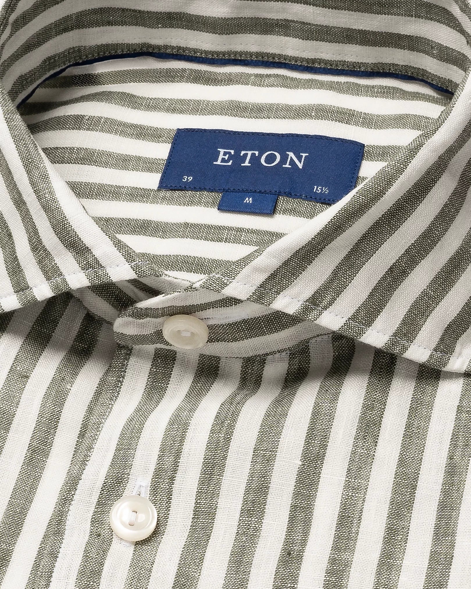 Striped Linen Shirt, Slim, Green