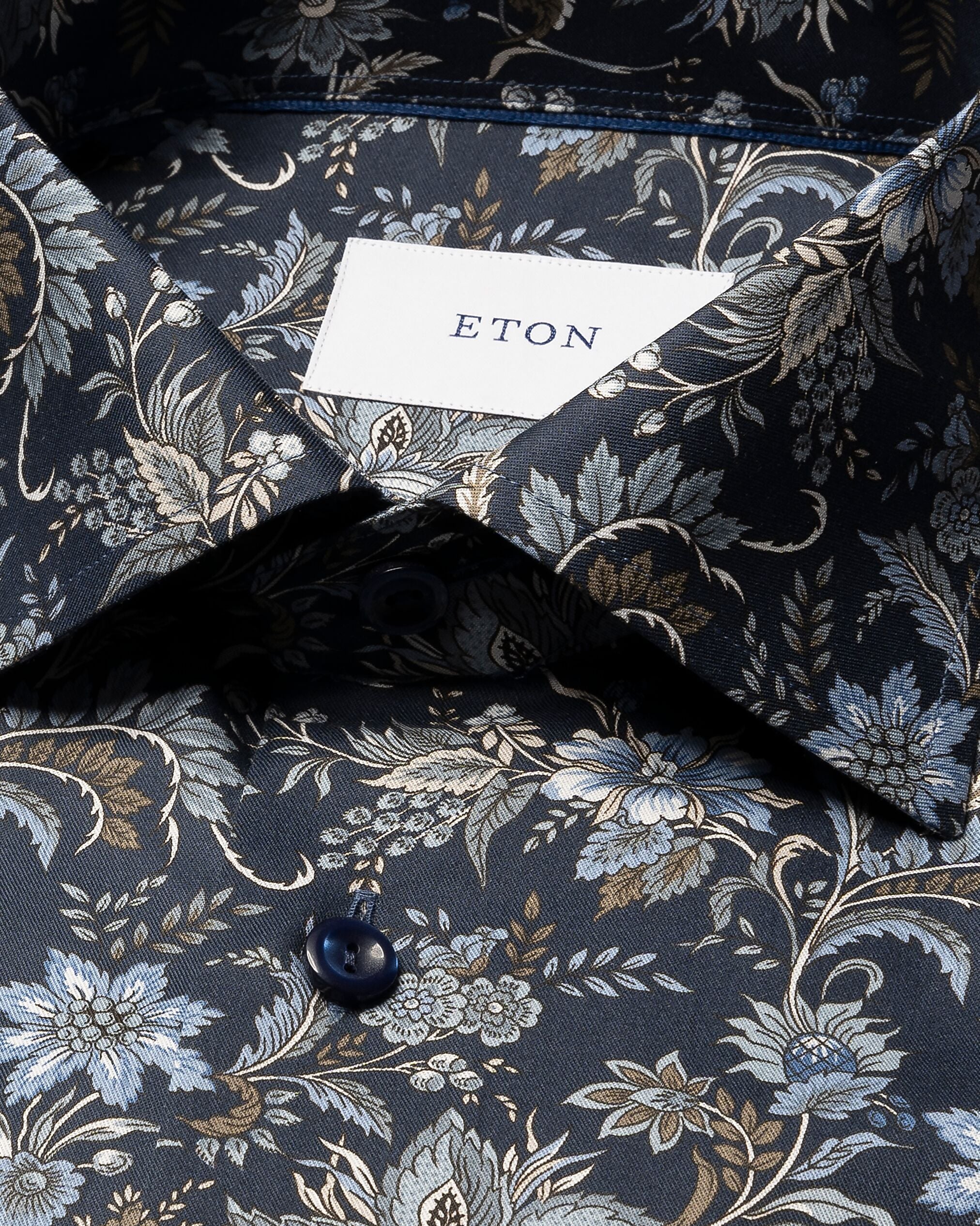 Floral Print Signature Twill, Slim, Dark Blue