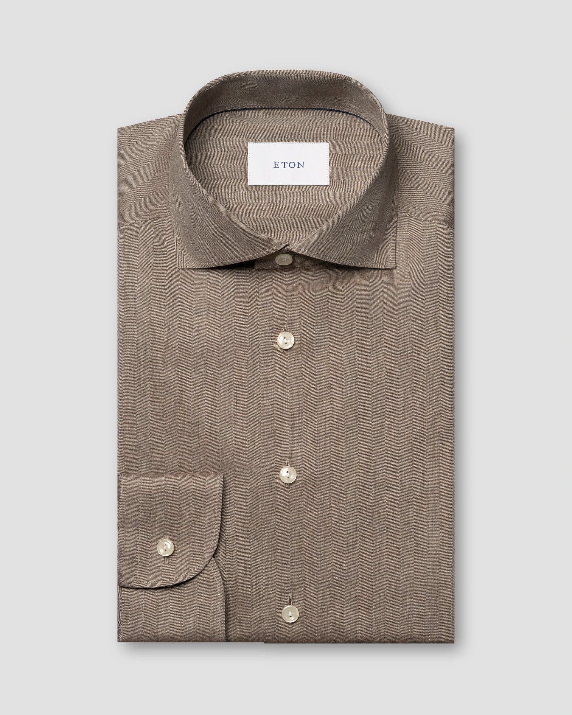 Solid Signature Flannel Shirt, Contemp, Beige