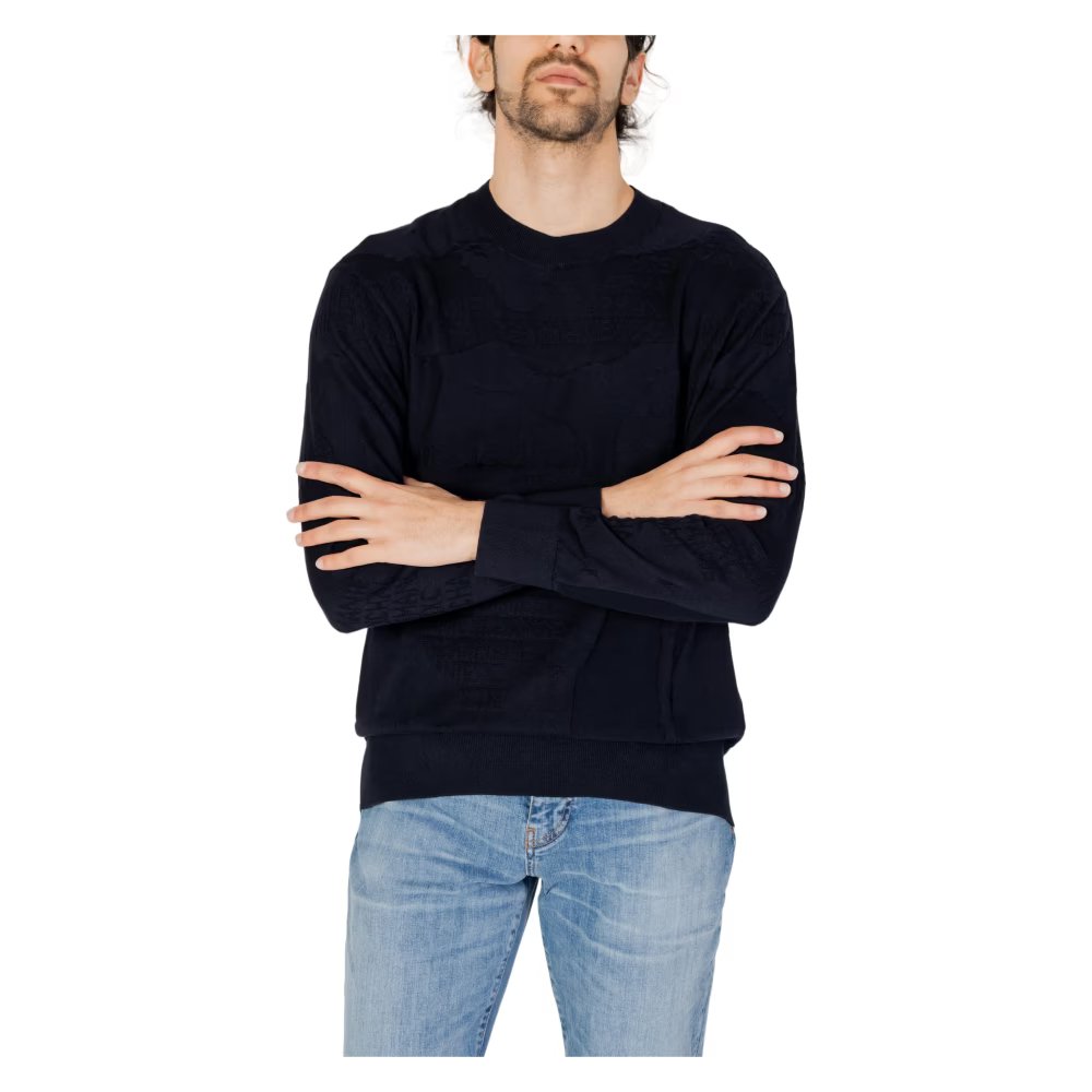 Man Knitted Pullover, Deep Navy AO Camo