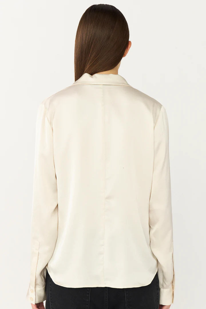 PD-Iris Satin Shirt, Whisper White