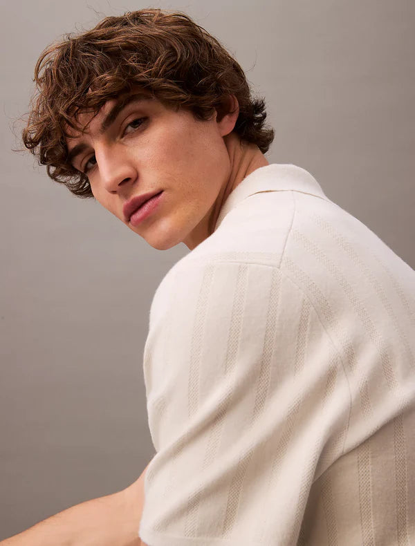 SS JACQUARD MESH SHIRT SWT, SILVER BIRCH