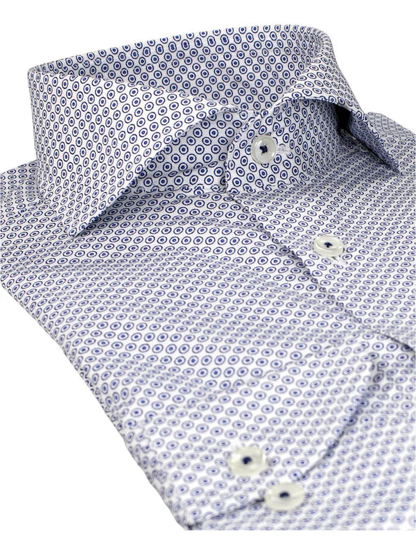 SHIRT W/BLUE CIRCLES, SLIM, BLUE