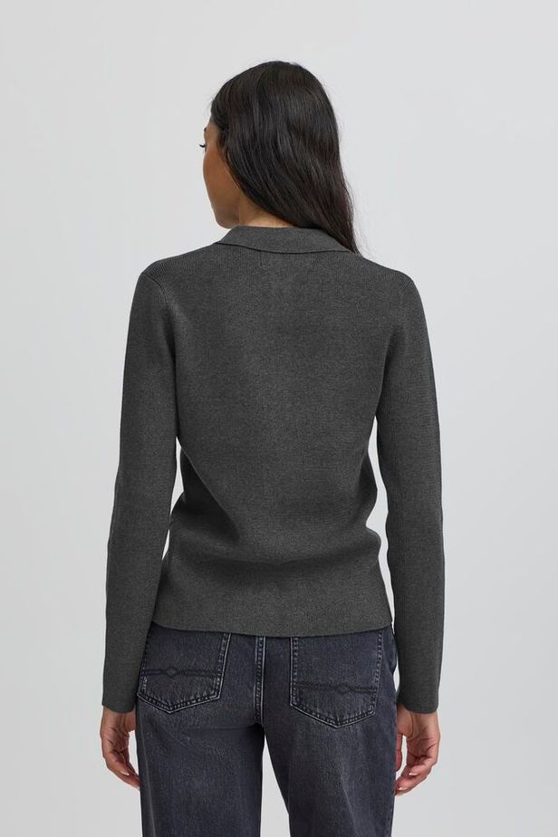 Bamarietta Knit Polo, Dark Grey Melange