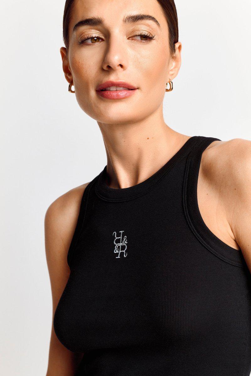 Organic Rib Top Branded, Black