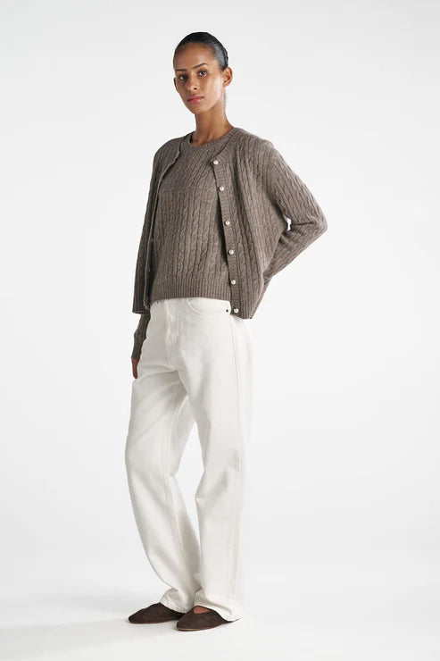 ODESSA CARDIGAN, BROWNSTONE