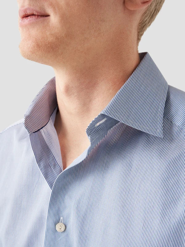 FINE STRIPE SIGNATURE TWILL SHIRT, SLIM, MID BLUE