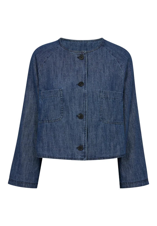 PD-Georgia Denim Jacket, Mid Blue