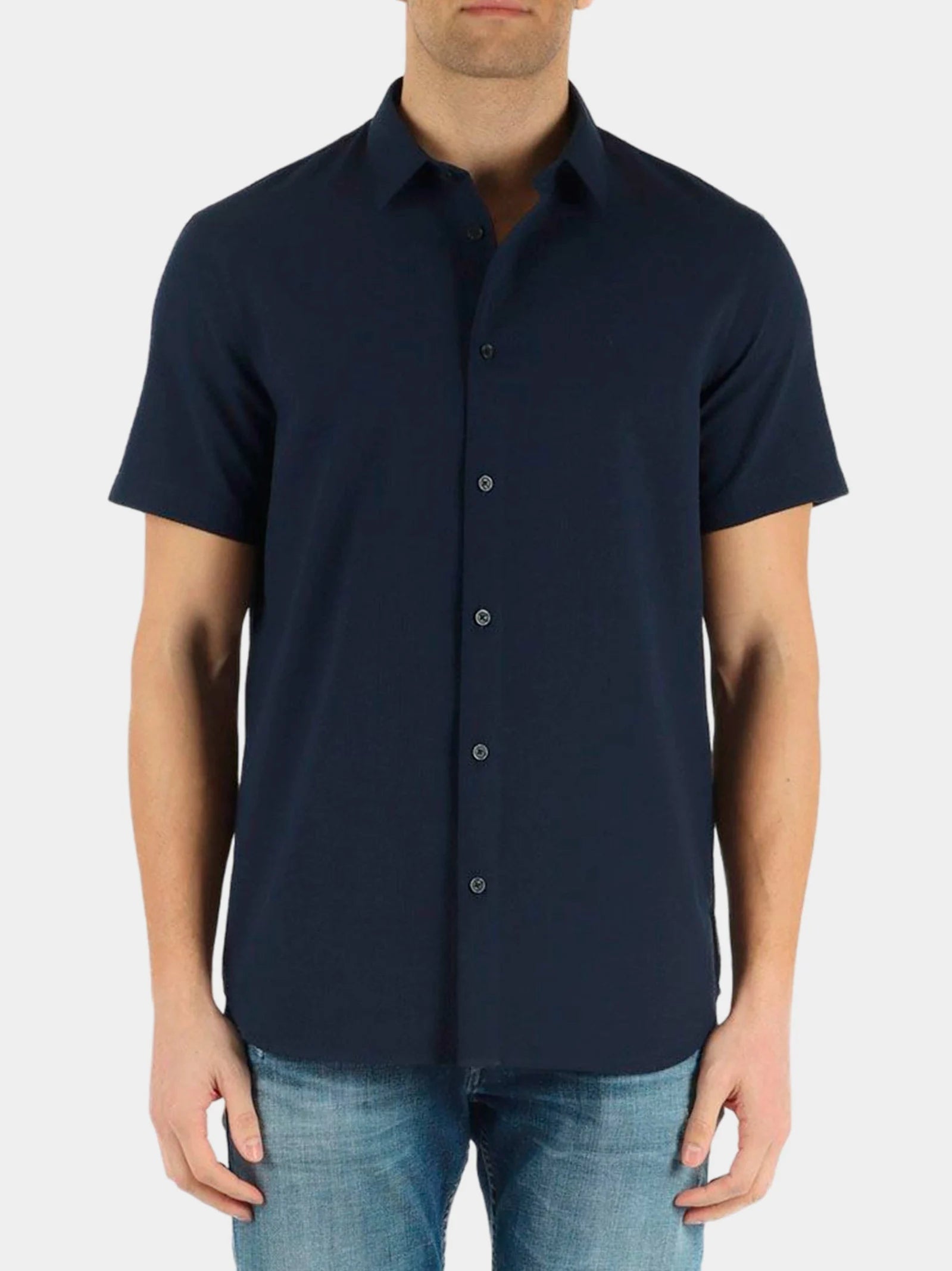 Man Woven Shirt, Navy Blazer